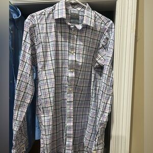 Thomas Dean Large Slim Fit Checkered Dress Shirt